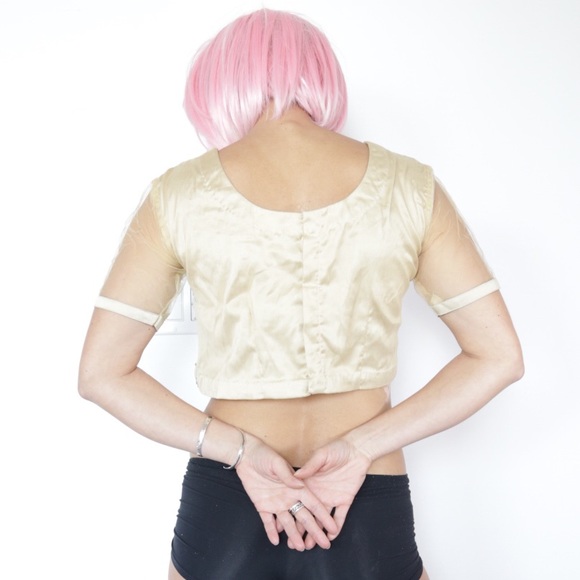 Hand beaded silk crop top - Picture 2 of 3